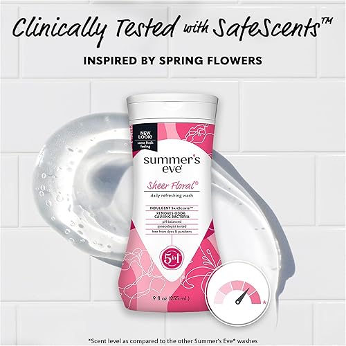 Miniatura 4 de Summer's Eve Sheer Floral Refrescante Daily All Over Feminine Body Wash, elimina el olor, lavado femenino pH equilibrado, 9 onzas líquidas, paquete