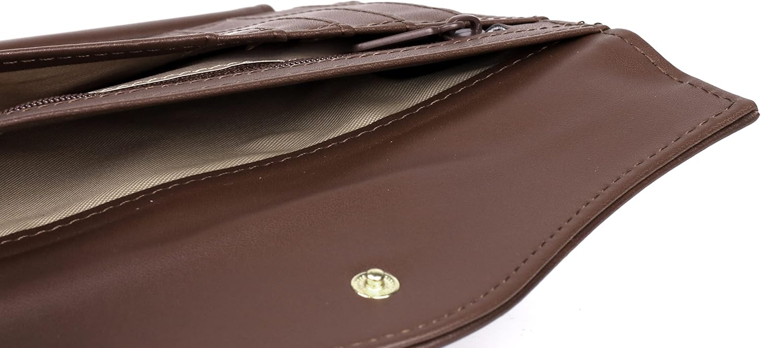 Julia Buxton Heiress Leather Organizer Clutch Handbag Wallet with RFID Blocking, Mahogany - Image 9