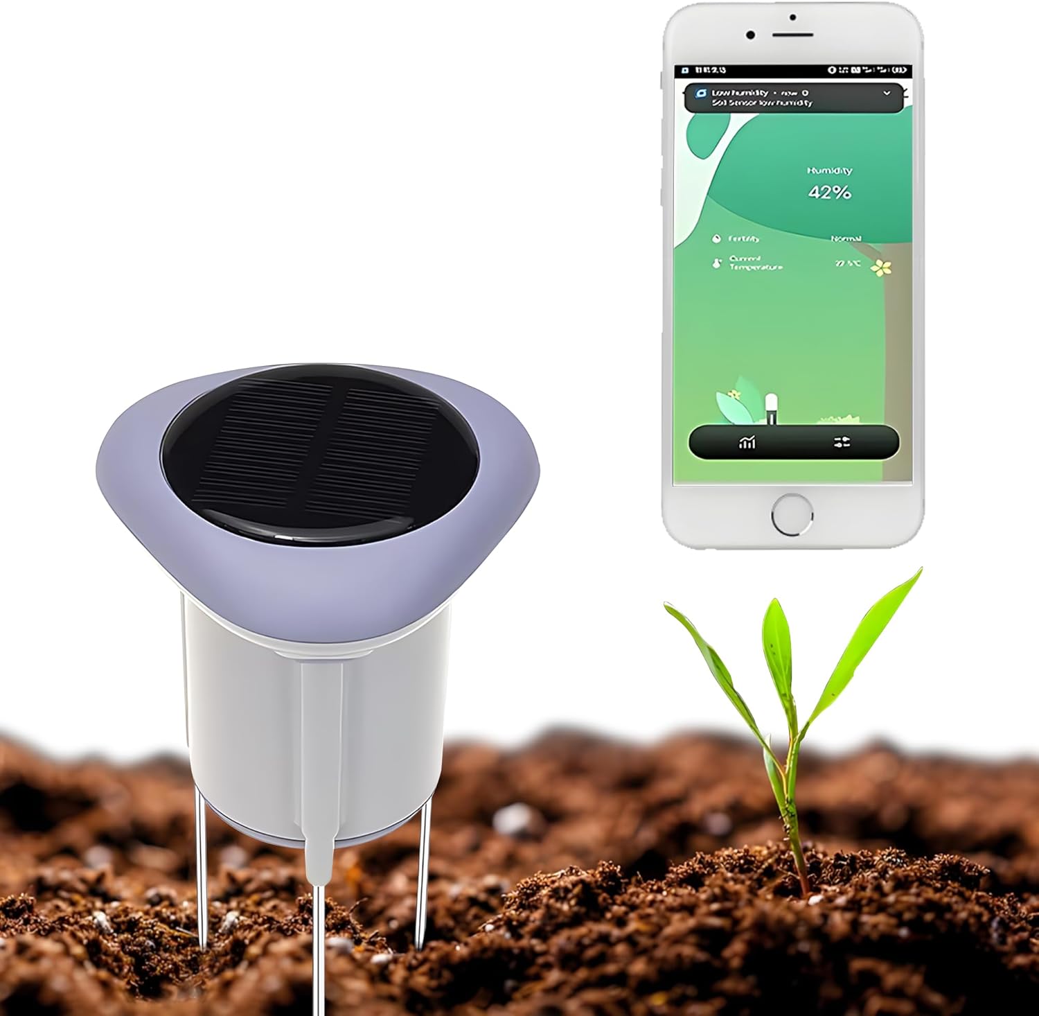 Zigbee Solar Soil Moisture Meter: Plant Hygrometer, Smart Wireless Sensor with App Control, Tester with emperature Detection, Requires Tuya Hub