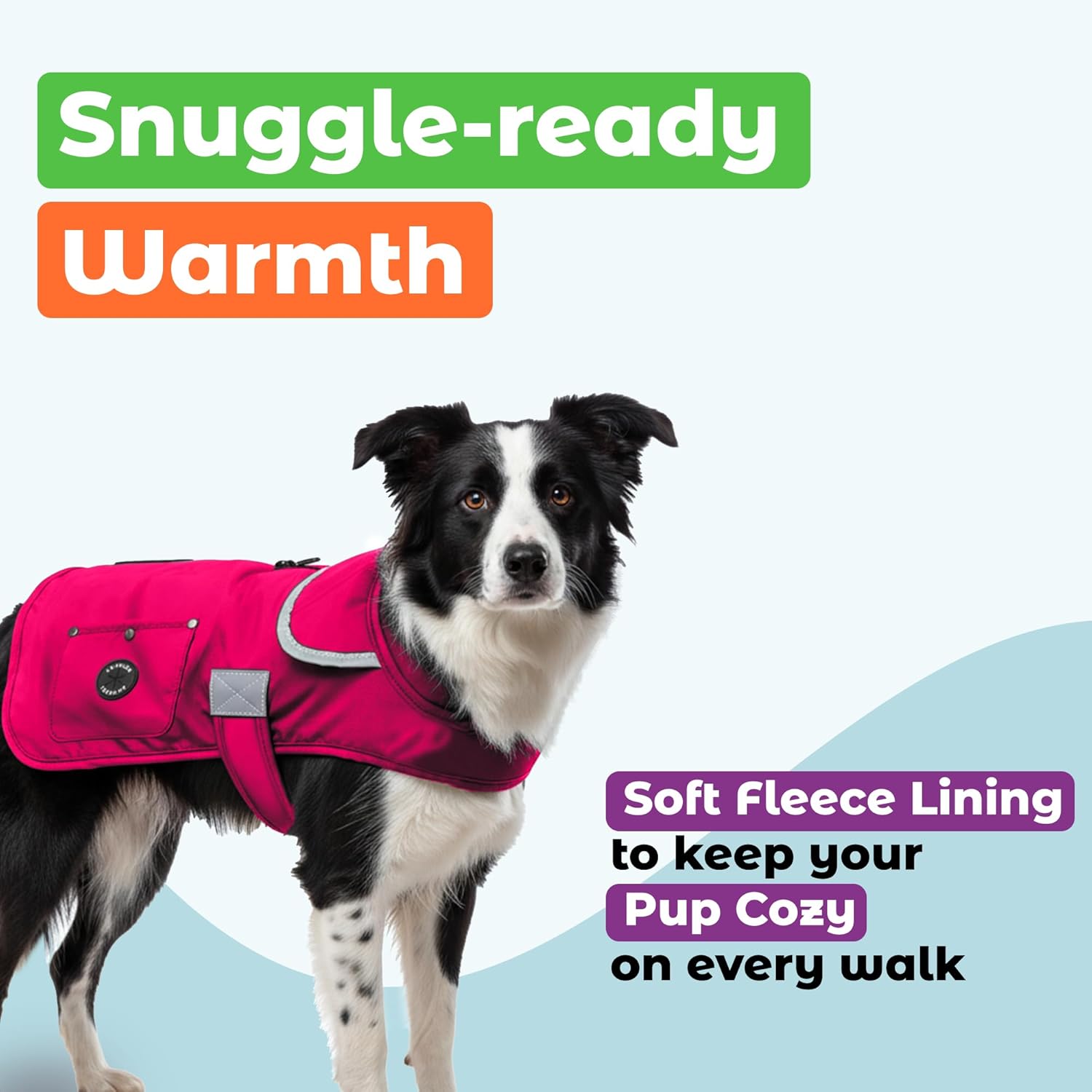 Joyride Harness FrostFlex Dog Winter Jacket - Fleece Lined & Water-Resistant - Snowsuit with Pockets for Treats & Poop Bags - Durable Cold Weather Dog Coat - Pink Berry-XS