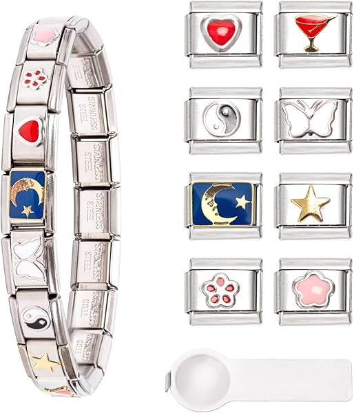 Kunoli Italiaanse Charm Armband met 8 Extra Charms
