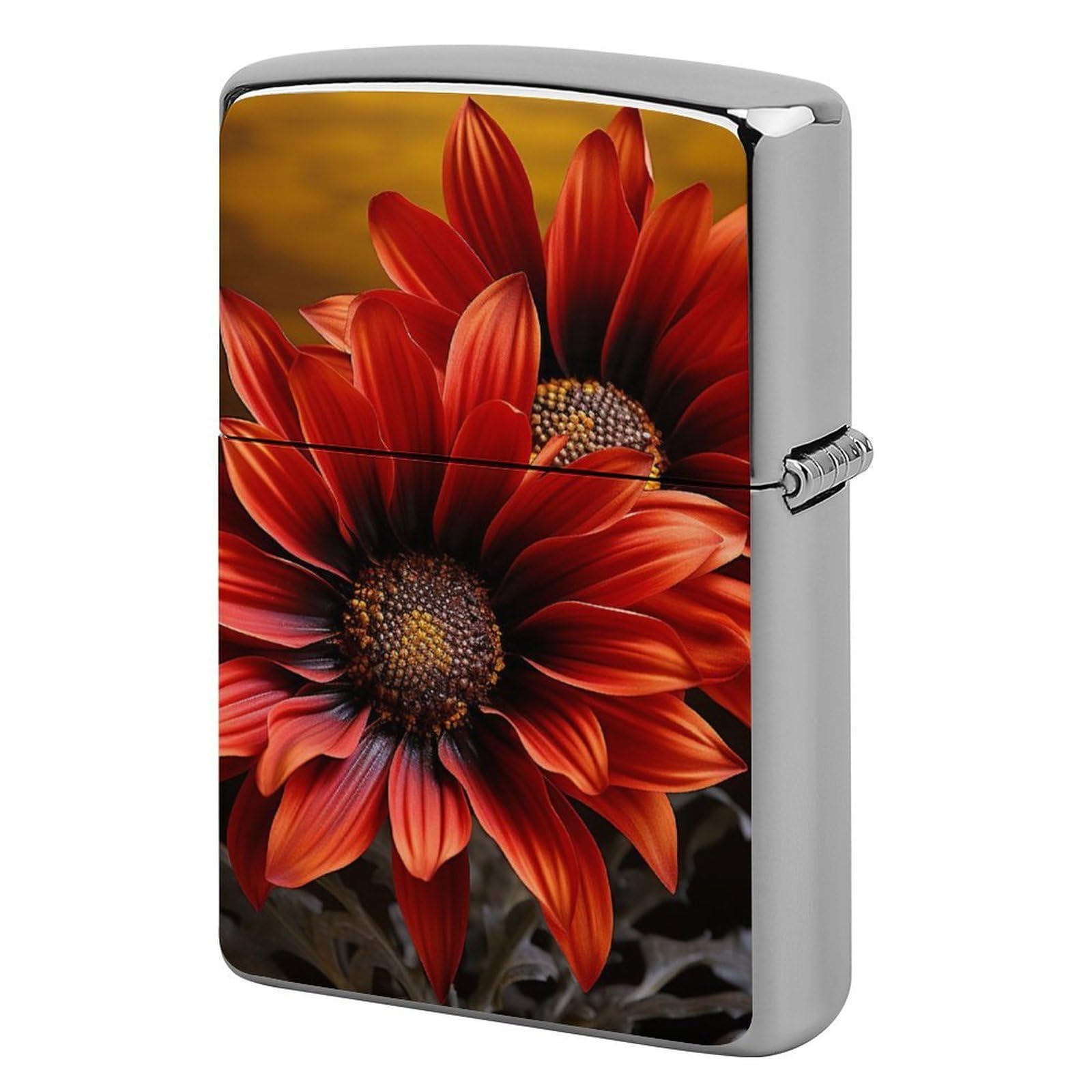 Red Sunflower Lighter Case for Men, Personalized Lighter Cover for Valentine's Day Gifts, Flip-Top Lighters Shell for Outdoor, Portable Lighters Protective Sleeve