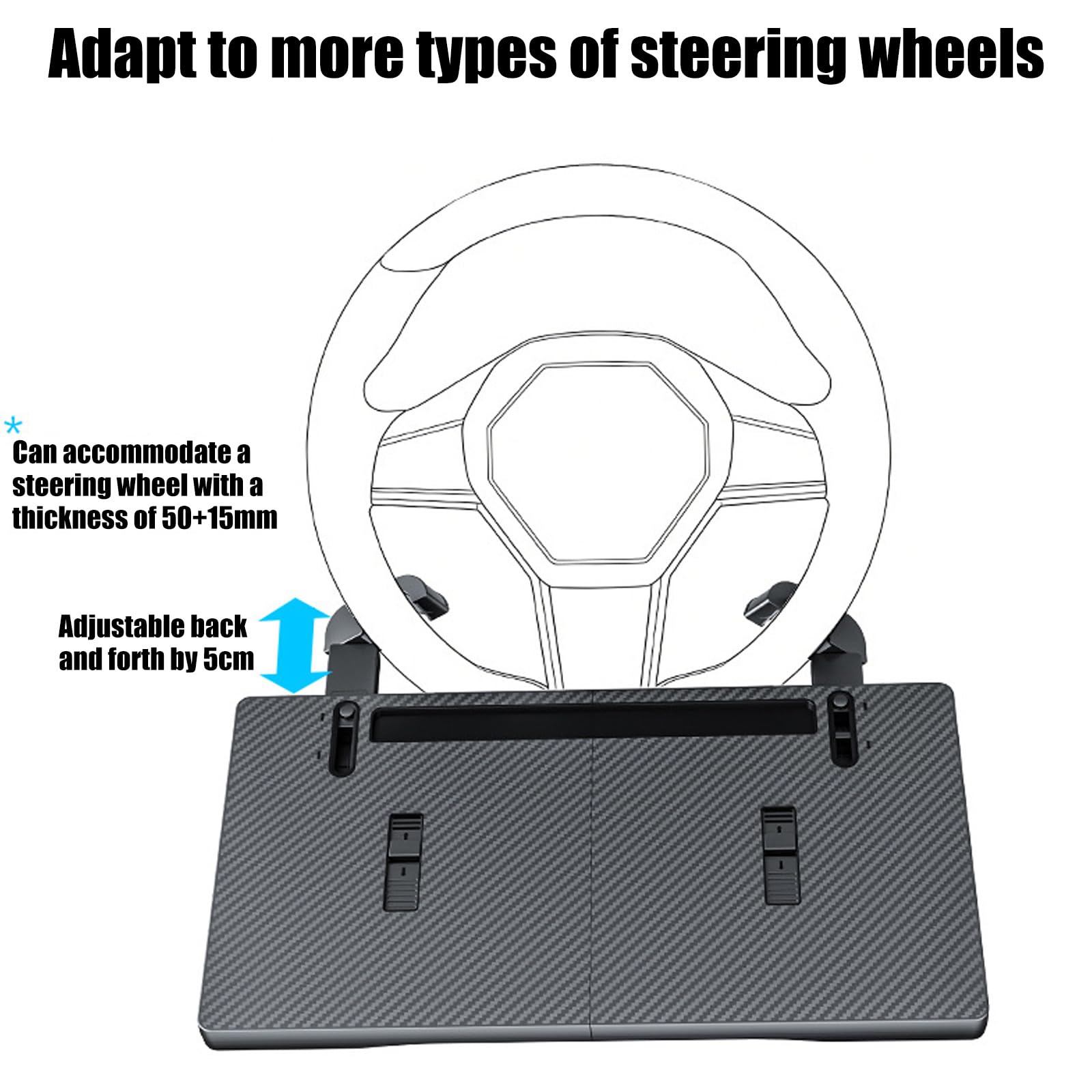 Vassoio da lavoro per auto, pieghevole, in ABS, con superficie di 48 x 26 cm, per laptop e oggetti quotidiani, portatile, in ABS