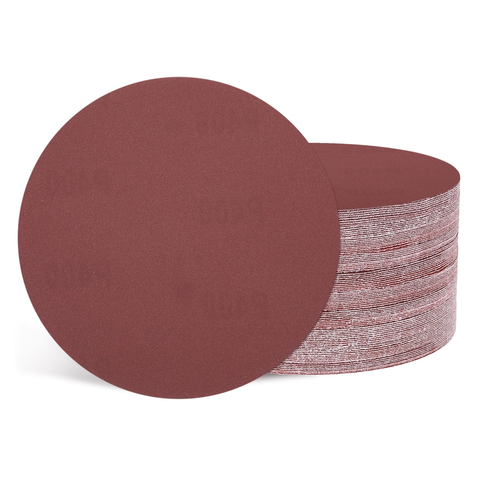 Kozelo 50 Pcs Sanding Discs 152 mm 400 Grit Hook and Loop Random Orbital Sandpapers Suitable for Drywall Sander Wood Metal Furniture, Red