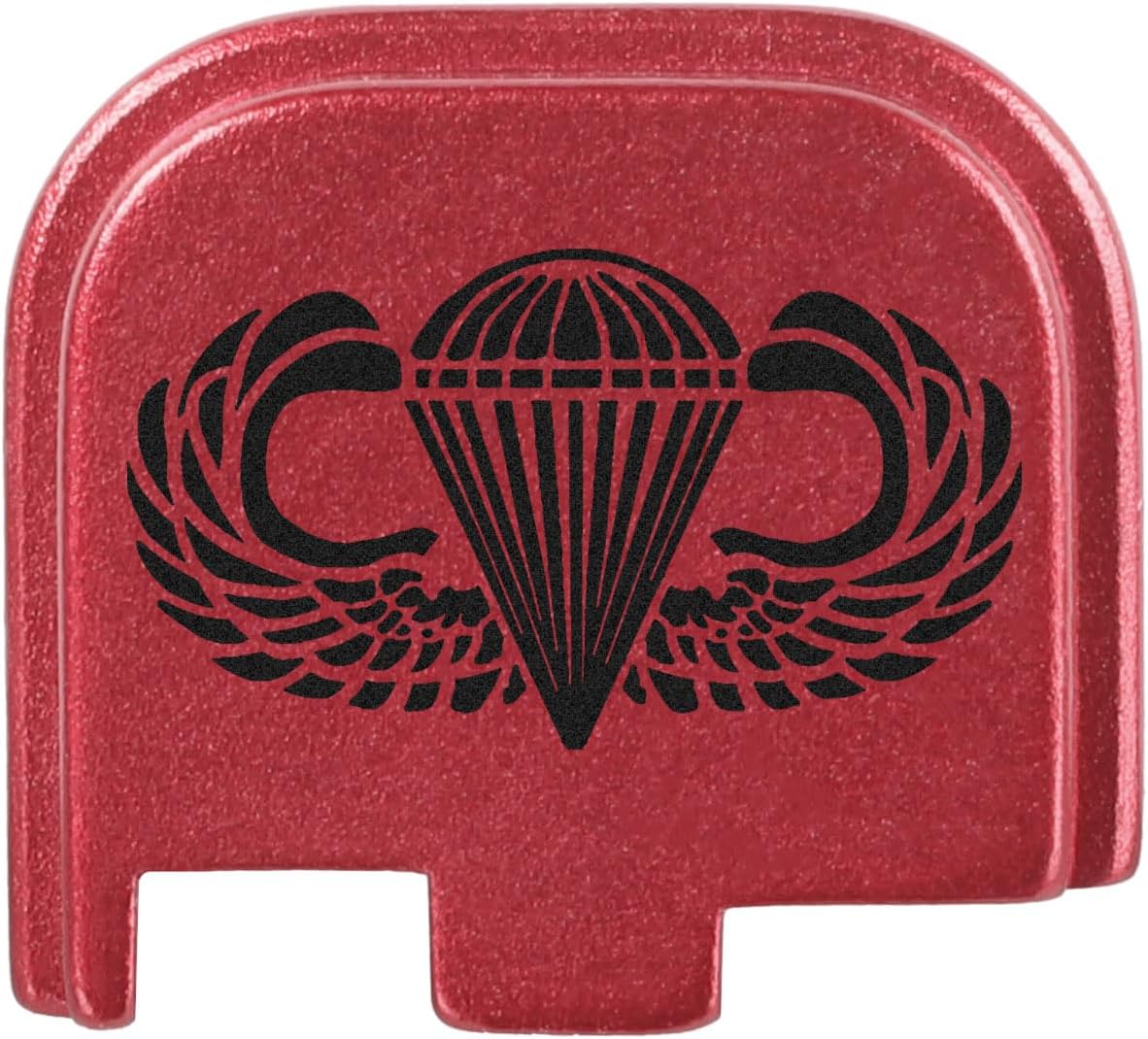 NDZ Performance Slide Cover Back Plate for Glock 43 43X 48 & PSA Dagger Micro – Aluminum Upgrade with Black Engraving – Airborne Jump Wings – Red