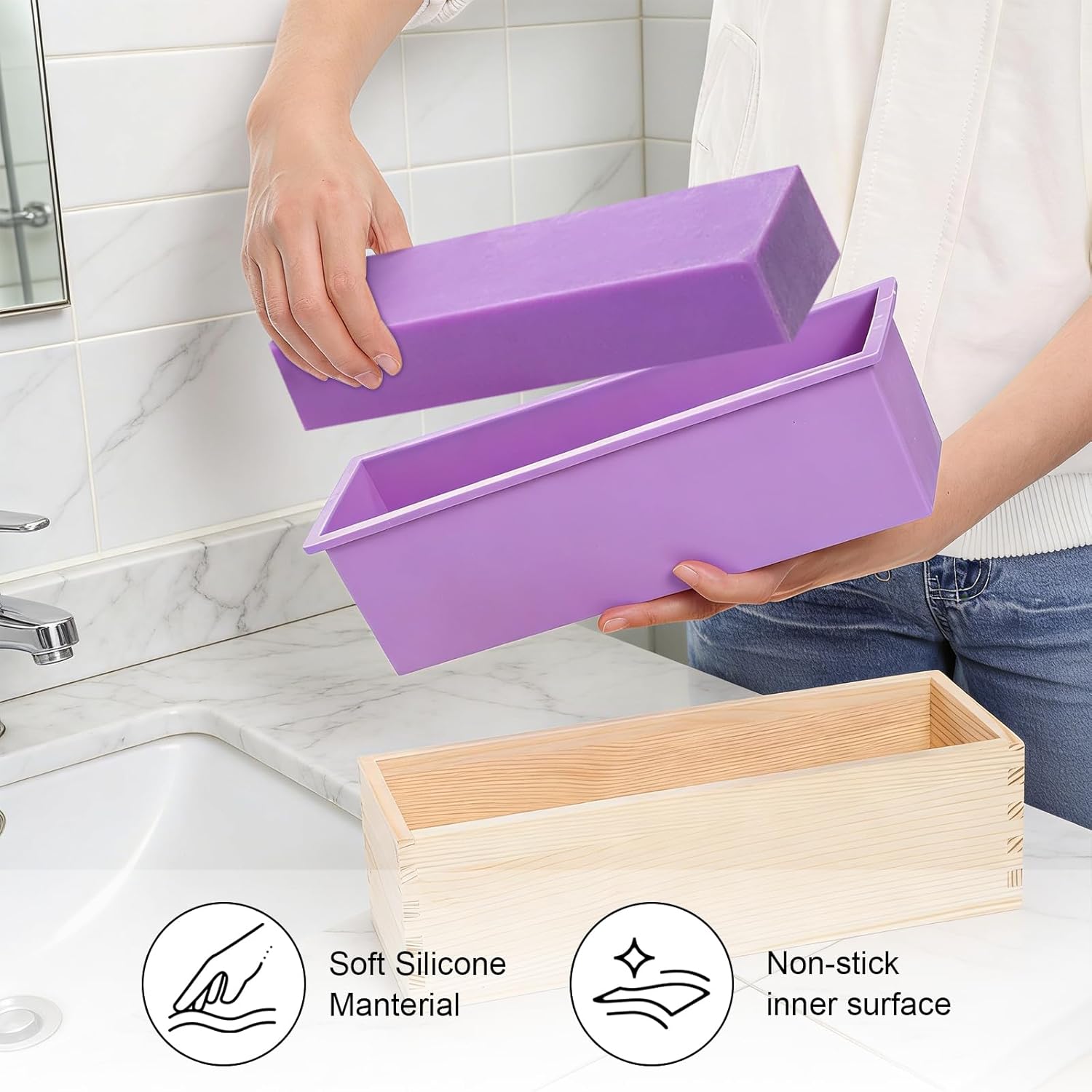 Novabright Soap Cutter with Mold Making Kit Stainless Steel Soap Cutters Adjustable Wire with Scale 42 oz Silicone Molds and 25 Paper Packaging Bags DIY Craft Gifts for Wedding Wife Women Housewife