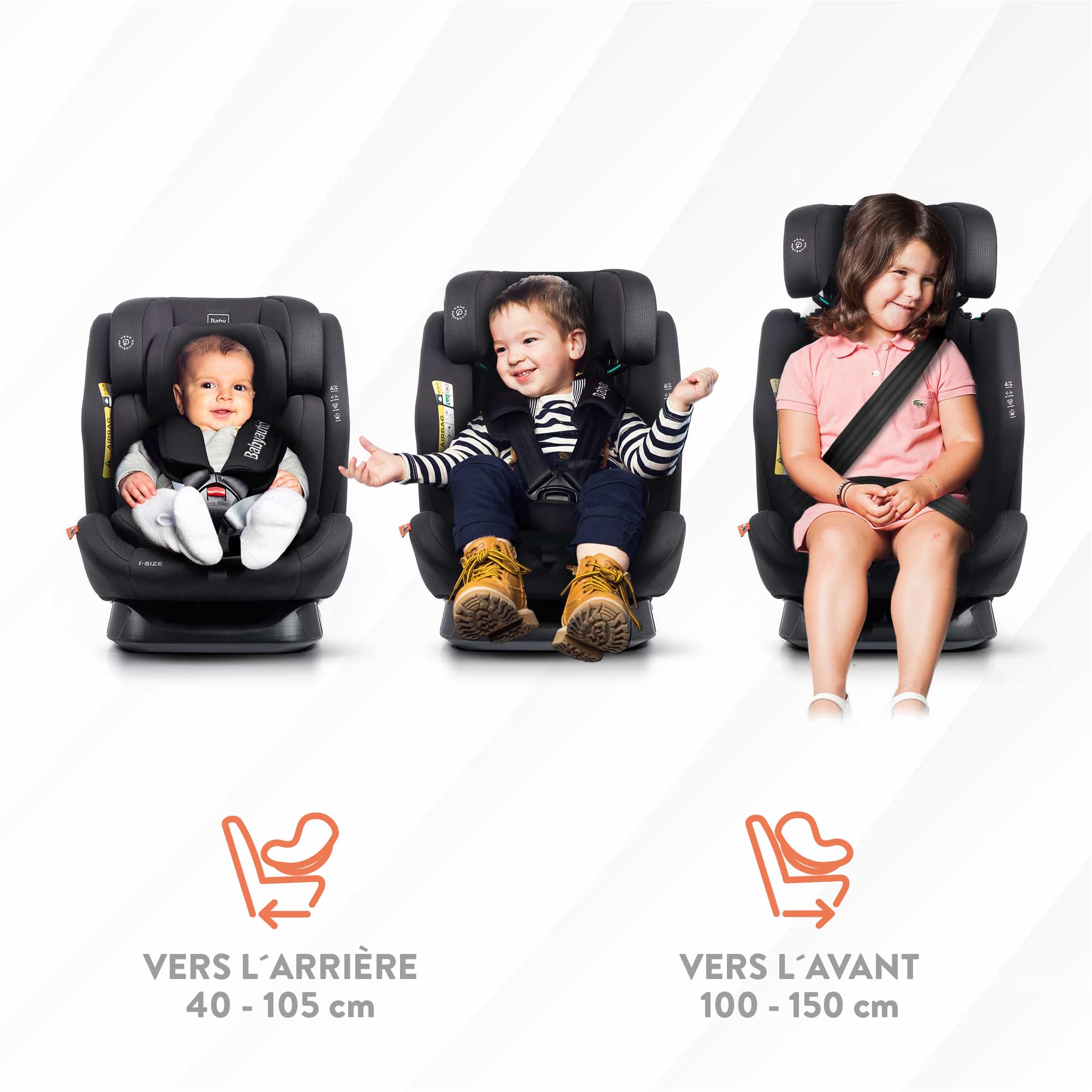 BABYAUTO - Siège auto LOLO 40-150 cm - Age : de la naissance à 12 ans - Taille I - Reverse jusqu'à 105 cm, environ 4 ans - Sans Isofix - Noir (STONE GREY)