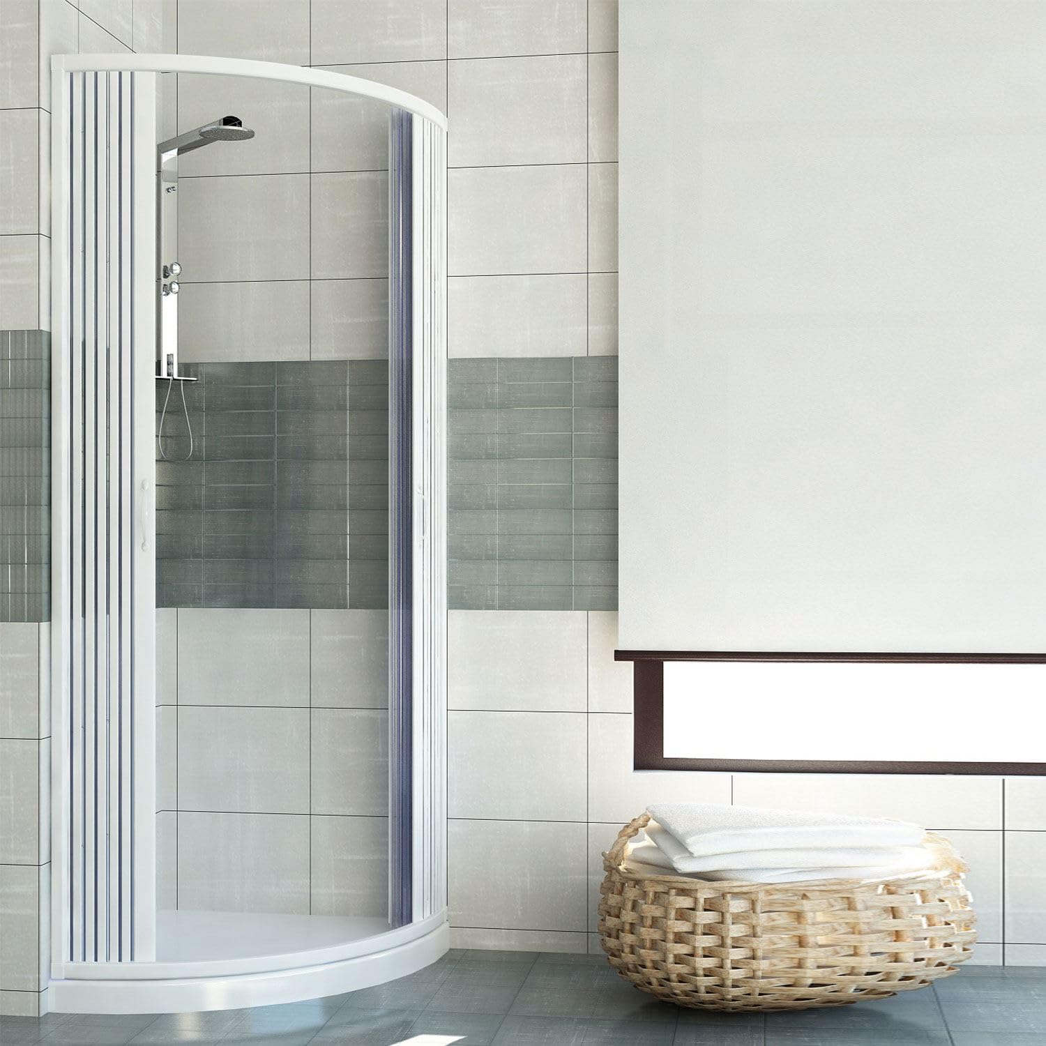 ROLLPLAST PINTO PVC kabina prysznicowa ćwierć koła 80 x 80 z centralnym otworem Mod. Scorpione