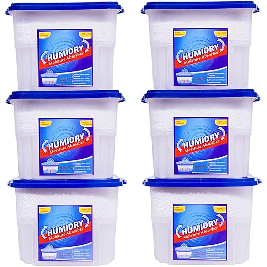 Humidry Moisture Absorber (300g) -Dehumidifier for Wardrobes, Shoe Closets, Storage Rooms, and Bathrooms | Absorption capacity (500ml) - Fights Moisture, Fungus & Refreshes Surroundings Pack of 6