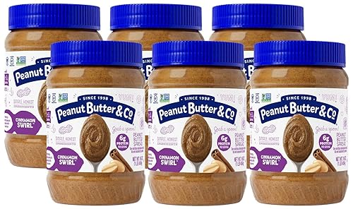 Peanut Butter & Co. Mantequilla de maní con remolino de canela, 0.18 onzas de proteína, sin gluten y sin OMG, 16 onzas (paquete de 6)