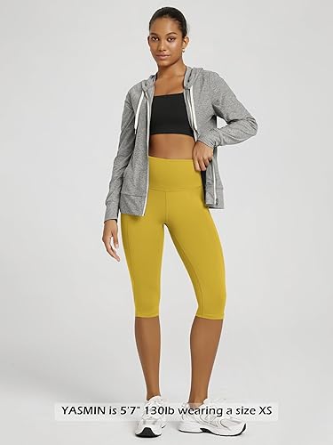 Miniatura 165 de ODODOS - Leggings tipo capri de mujer, no se traslucen y modelan el abdomen, con cintura alta y bolsillos; para hacer yoga, atletismo, ejercicio