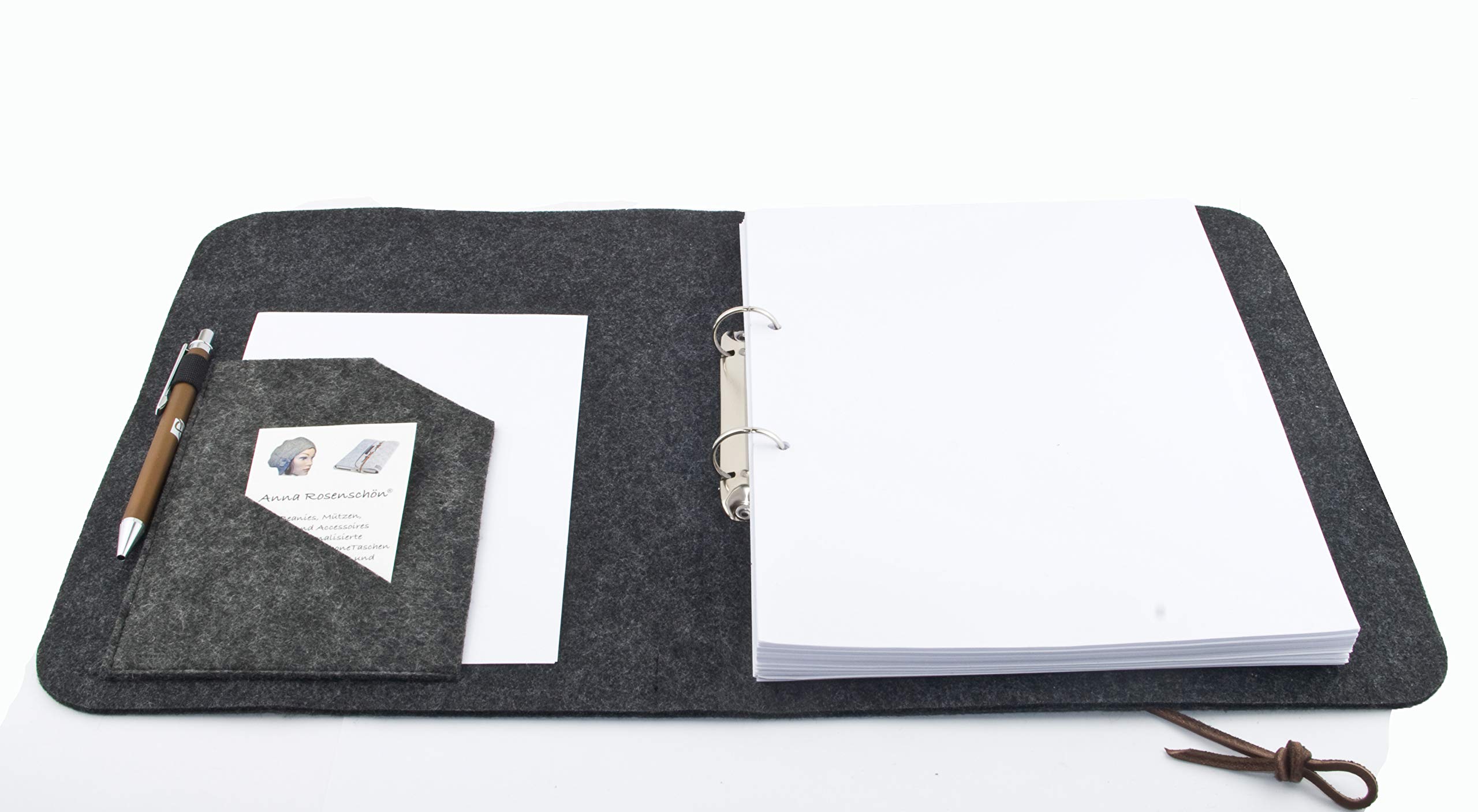Ringbuch A4 Filz Dunkelgrau Ringordner PERSONALISIERT Name Kalender Leder Geschenk