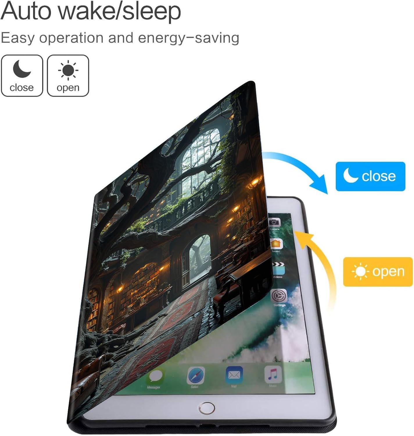 DEGDFSGR for Amazon Fire HD 10 Tablet 10 Plus Tablet Case (13th/11th Generation 2023/2021 Release) with Adjustable Stand, Auto Sleep/Wake for Kindle Fire 10 Case 10.1 inch, Treehouse Library