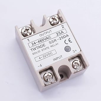 TWTADE SSR-40 DD 40A DC 3-32V to DC 5-60V SSR Solid State Relay + Heat Sink + SSR-25 DA 25A 3-32V DC 24-380V AC SSR Single Phase Solid State Relay