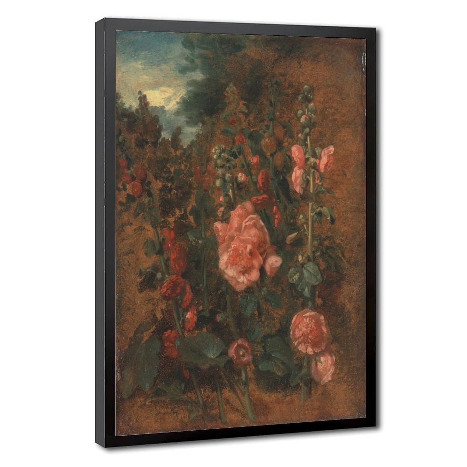 Impression sur toile de roses trémières John Constable cadre 30x45 cm - 8