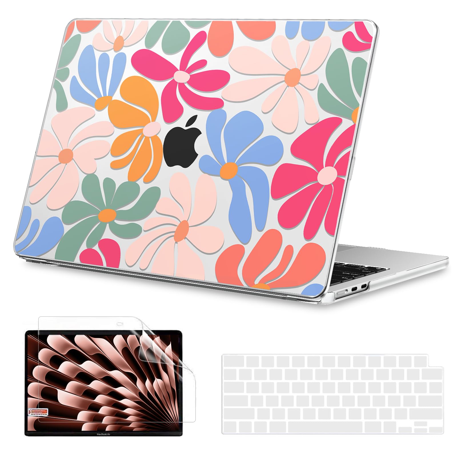 B BELK for MacBook Air 15 inch Case M5 M4 M3 M2 M1 2026-2023, Retro Bloom