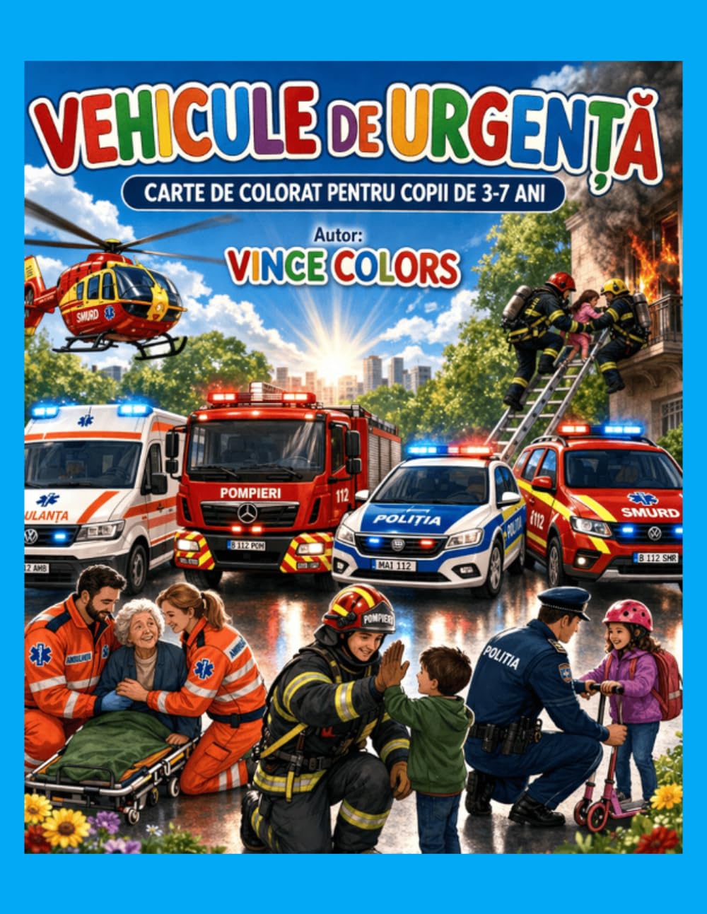 VEHICULE DE URGENȚĂ: Carte de Colorat pentru copii de 3-7 ani