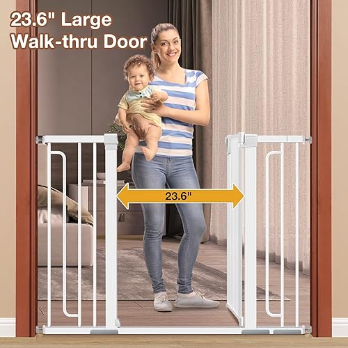 Miniatura 7 de RONBEI - Puerta para bebés para puertas y escaleras, puerta de seguridad para bebés de 29.93-51.5 pulgadas de ancho con cierre automático para niños