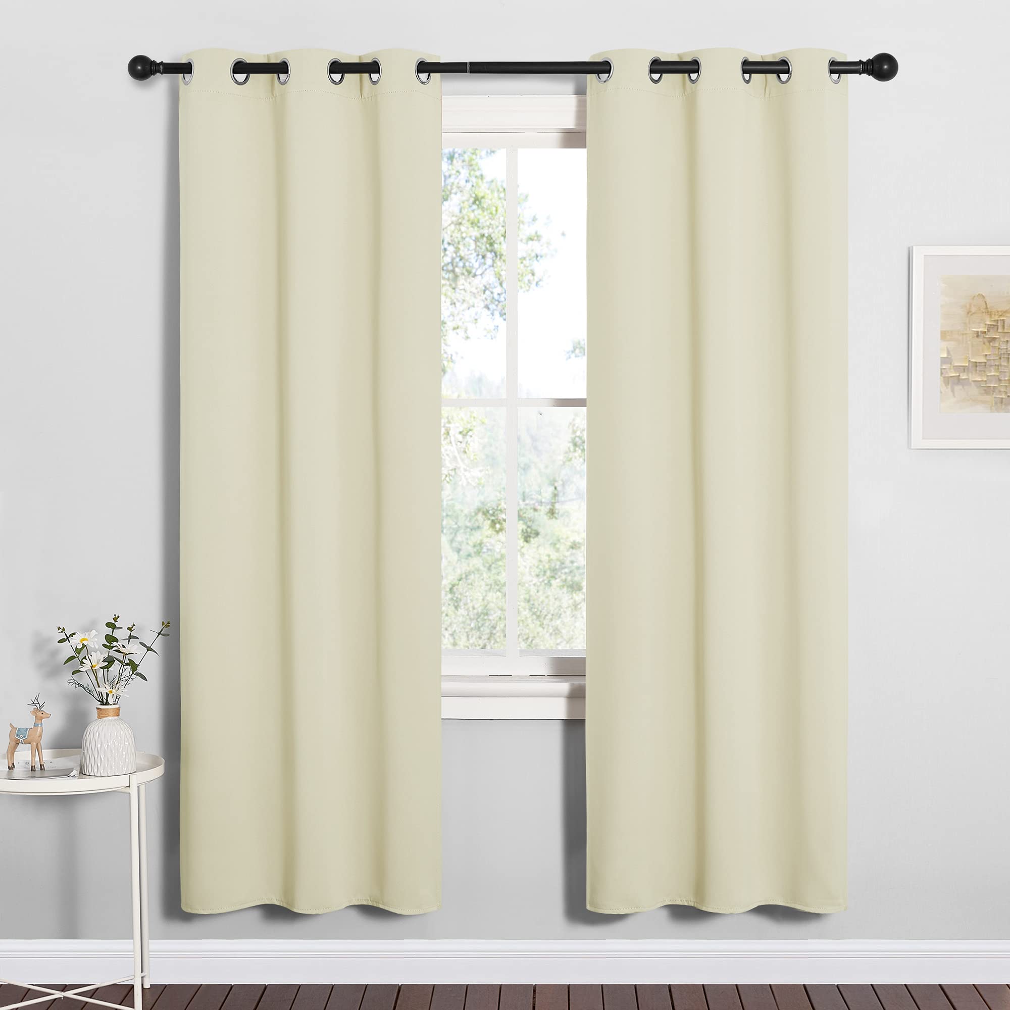NICETOWN Blackout Curtains for Bedroom, 72 inches Long Curtains &amp; Drapes for Living Room, Thermal Insulated Window Treatment Draperies for Nursery (Beige, 34" by 72")