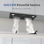 FIREGAS Black Range Hood Insert 30 Inch, 600 CFM Ducted/Ductless Convertible Built-in Kitchen Vent Hood, Stainless Steel Stove Hood with 3 Speed Exhaust Fan & Baffle Filters