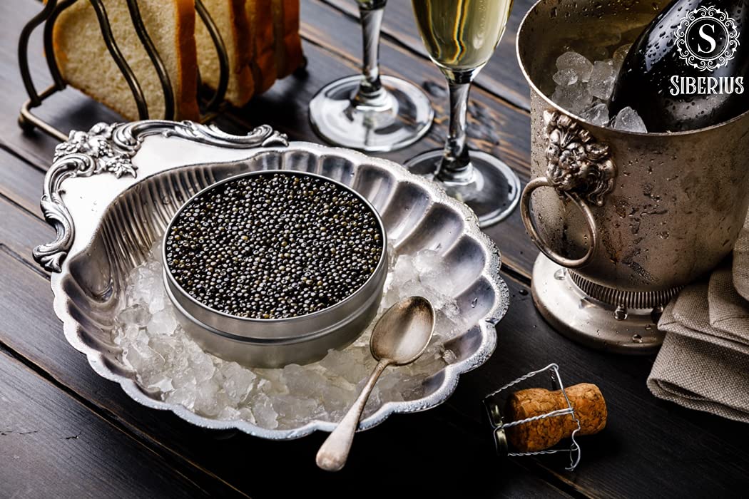 Caviar Imperial de Esturión Blanco 50g | Acipenser trasmontanus | Caviar de pescado | Malossol Caviar | Caviar | Marca - Siberius Caviar | Entrega refrigerada gratuita