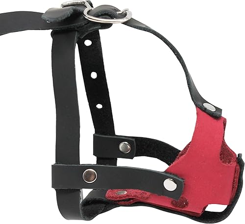 Miniatura 8 de Bozal de cuero genuino suave para perros de dos tonos para razas y cachorros XXS y XS (circunferencia de nueve de 5 pulgadas longitud del hocico de