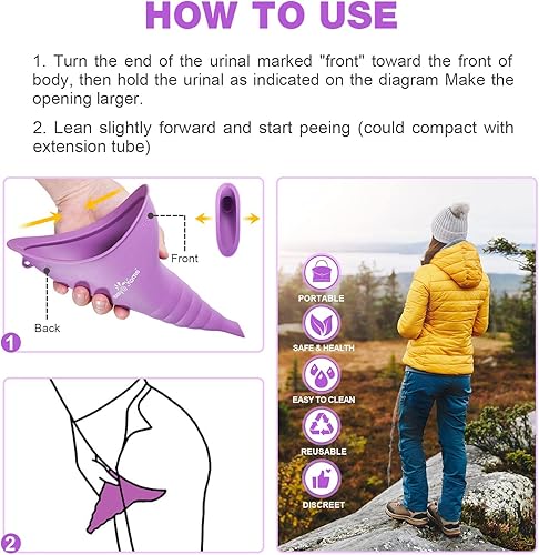 Miniatura 5 de EasyHome Dispositivo de micción femenina portátil para mujeres Embudo de orina de silicona femenina para orinar para orinar taza reutilizable para