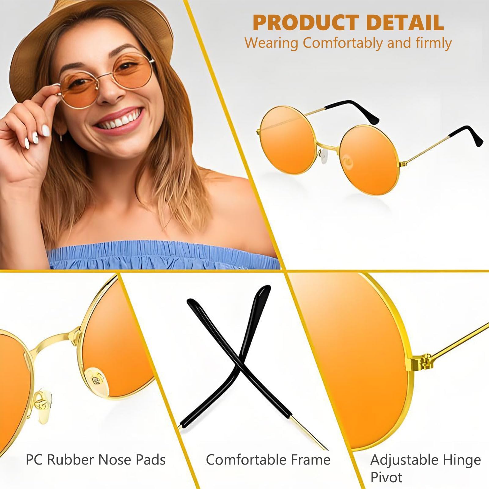 6 Pcs Hippie Costume Accessories Set, 60s 70s Fancy Dress Costume Accessories - Image 4