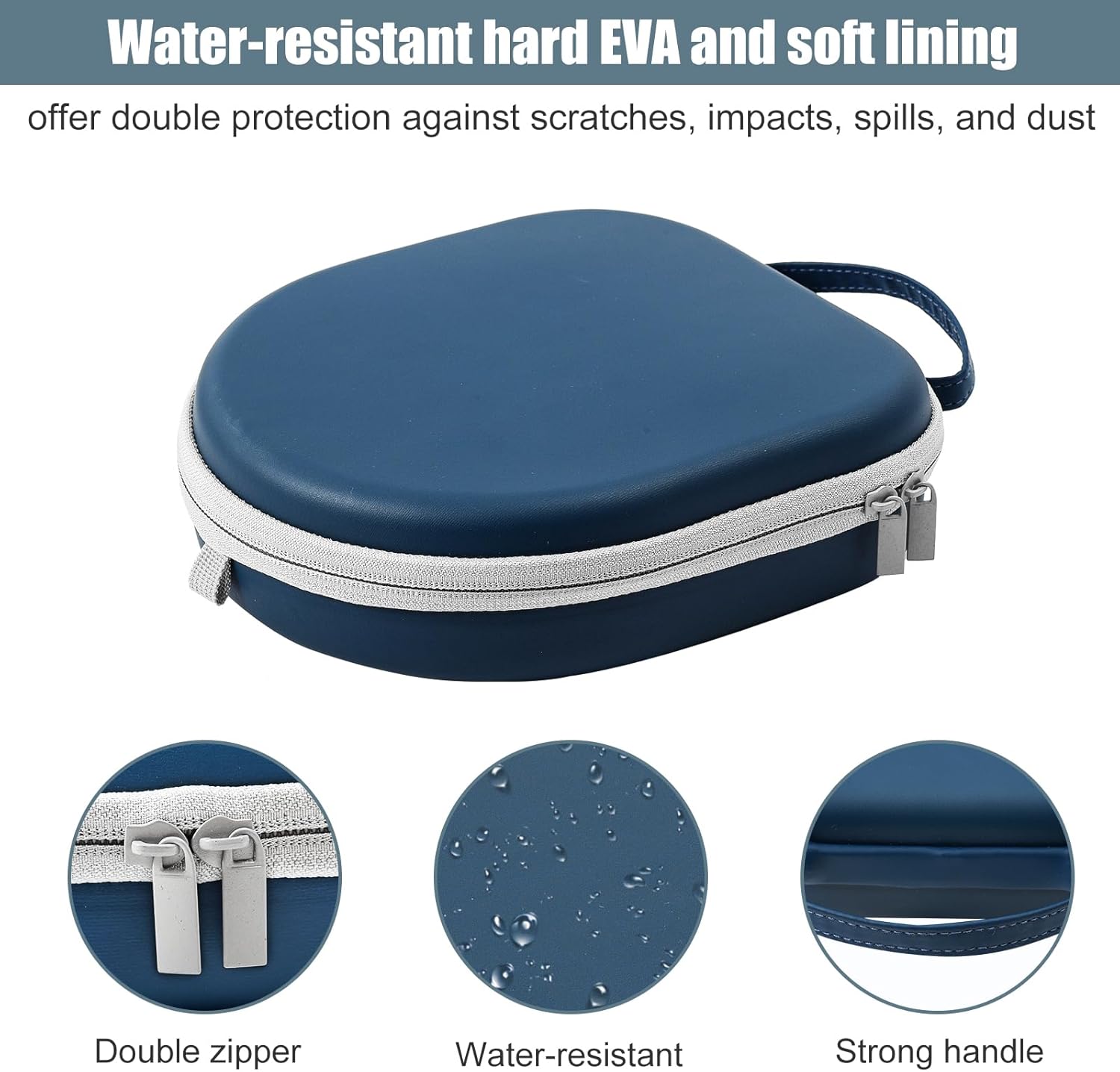 ProCase Hard Case for Sony WH-CH720N/ WH-CH710N/ WH-CH520/ WH-CH510/ WH-1000XM5/ WH-1000XM4/ WHXB910N/ Bose 700 Noise Cancelling Wireless Headphones, Travel Carrying Bag with 2 Dust Covers -Navy - Image 3