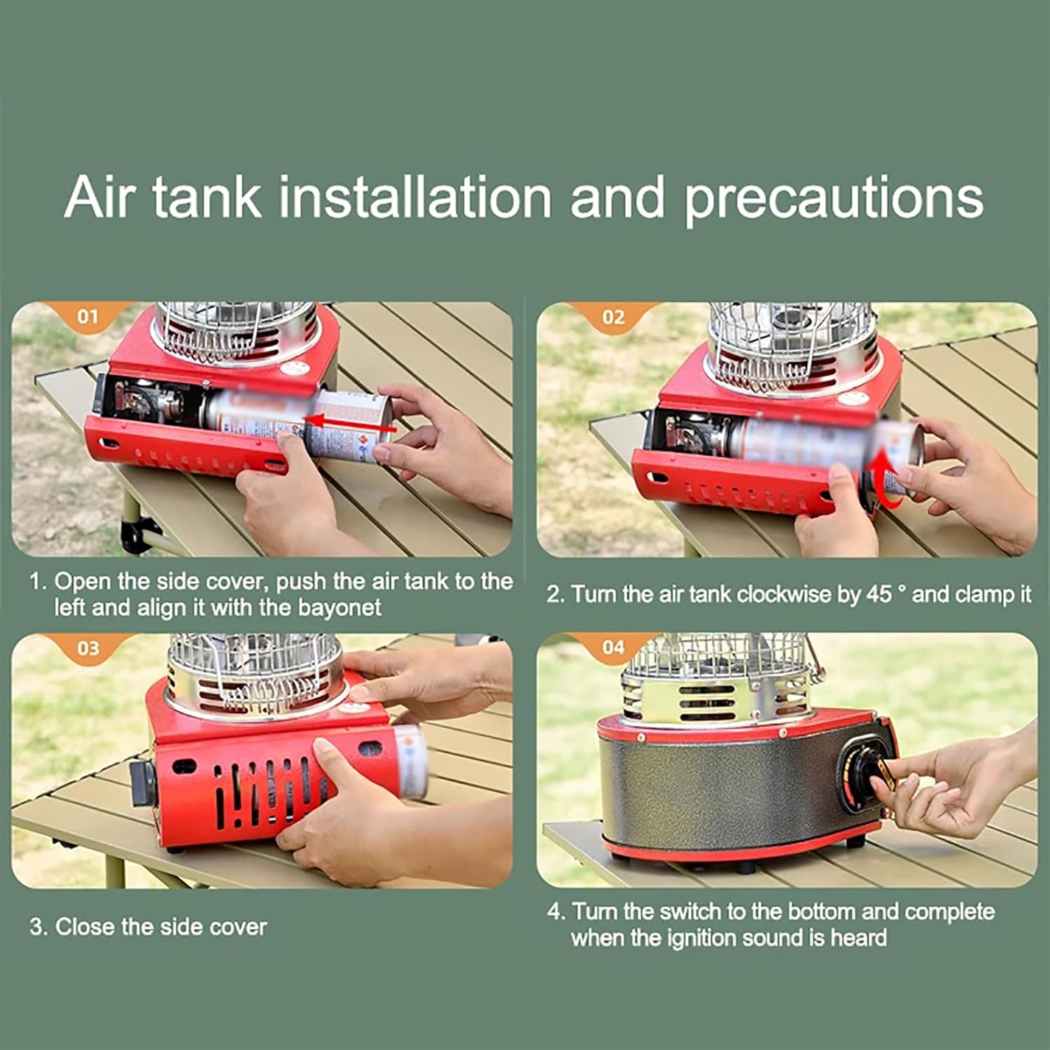 Camping Propane Heater, Portable Butane Gas Tank Heater with Carrying Handle, Knob Firepower Adjustment and Heating Fast, Heating and Cooking Double Function, for Tent, Office, Workshop