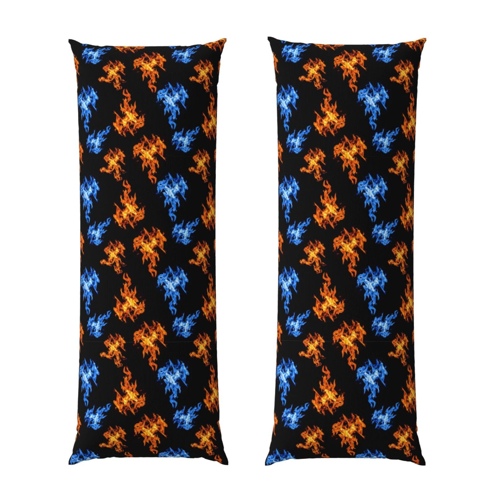 Body Pillow Cover 20x54 Inch, Red and Blue Fire, Soft Long Pillowcase with Hidden Zipper, Breathable Cushion Protector for Bed Couch Sofa Home