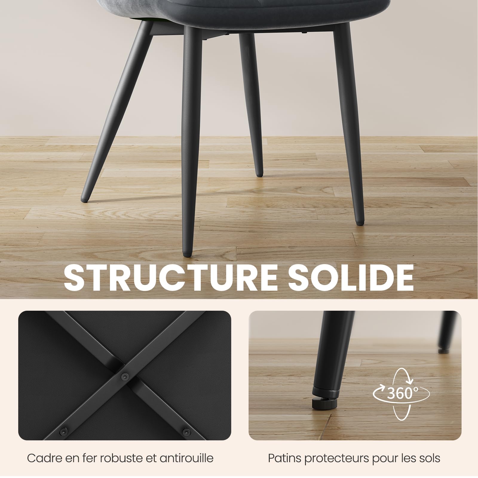 INRE Chaises de Salle à Manger Lot de 4 Gris Foncé
