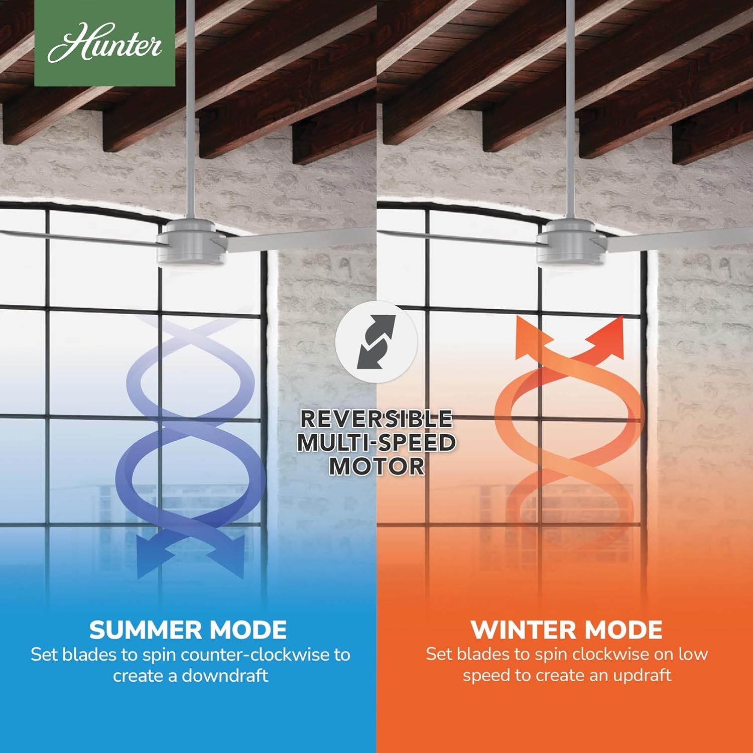 Hunter 52 inch Indoor Ceiling Fan No Light - Modern Ceiling Fan without Light, 3 Blades, Standard Mount, For Bedroom, Living Room, or Kitchen, Wall Control - Presto 52383, Dove Grey