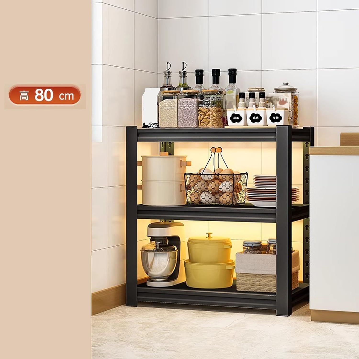 [YXSNG] ラック おしゃれ 黑 隙間ラック スリム スチールラック 幅80 奥行40 3段 隙間 すき間 ストッカー 台所収納