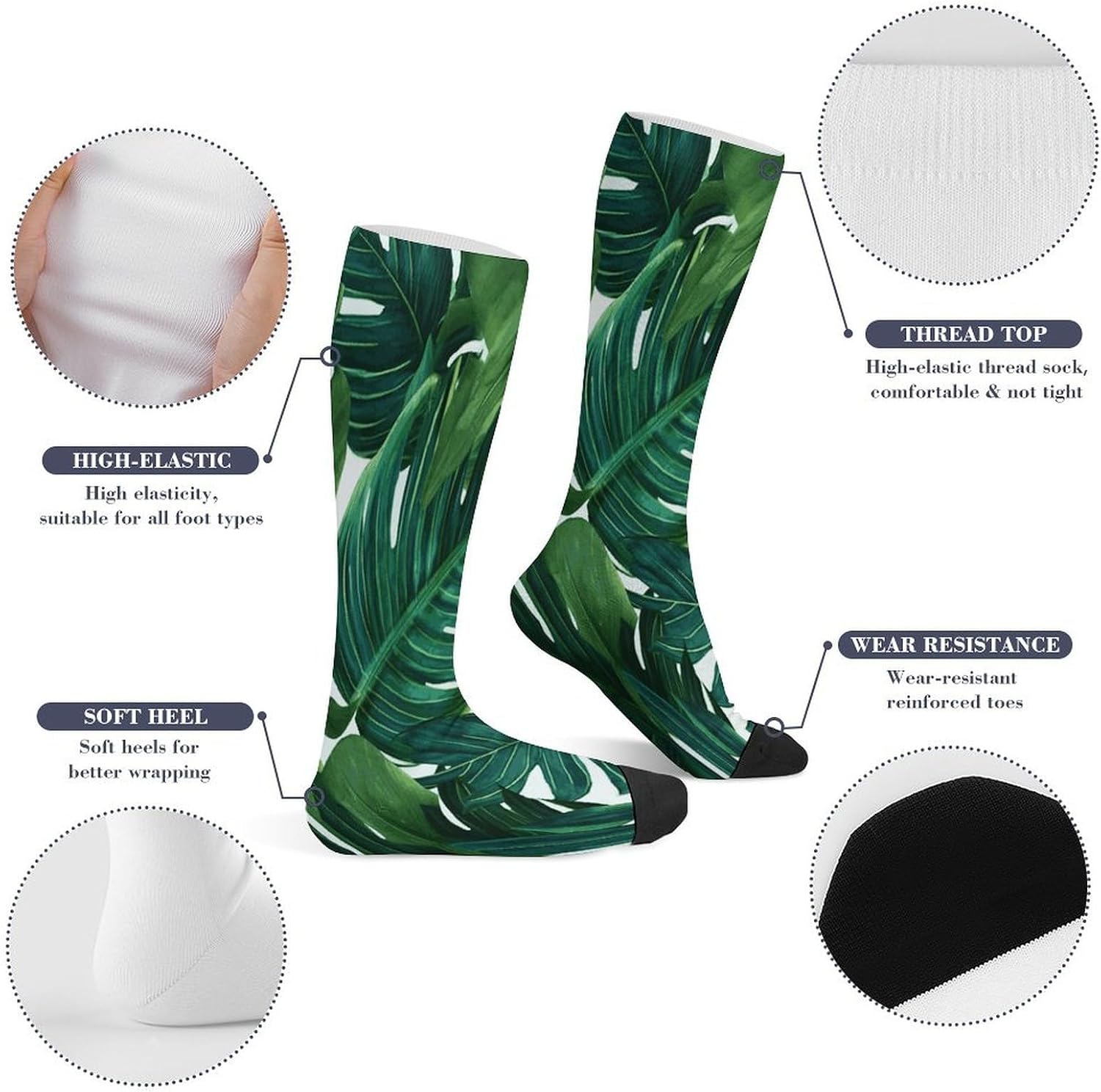 Banana Leaves Crew Socks Calf Socks Athletic Crew Sock