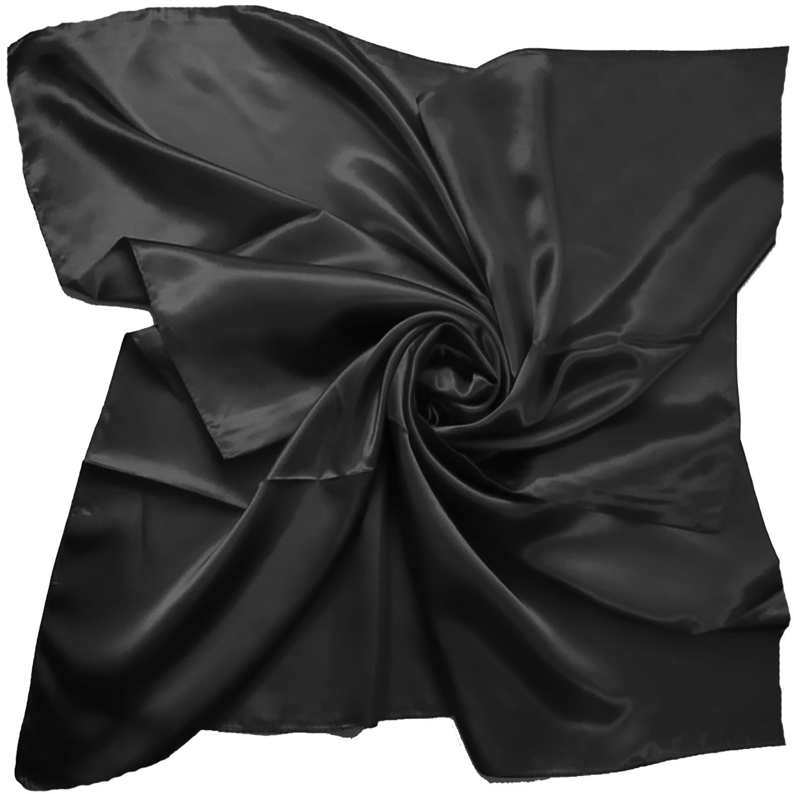 Mirror Fashion Unisex Black Square Plain Satin Like Feel Silk Scarf Lovely Colours (Black)