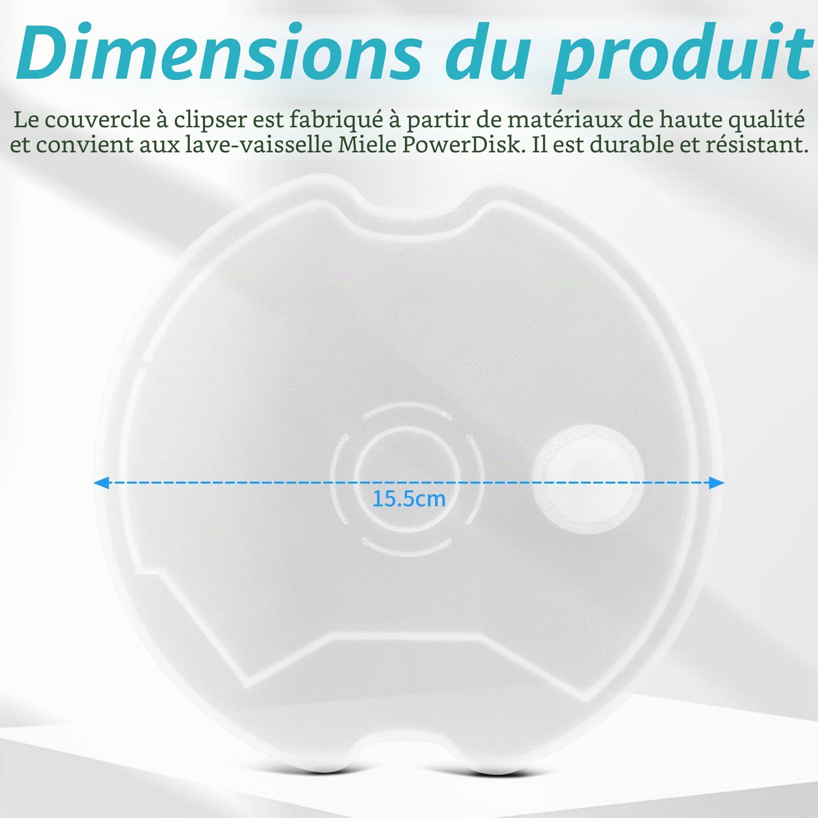 Couvercle de rechange, pour lave-vaisselle Miele Powerdisk, avec bouchon en silicone et entonnoir