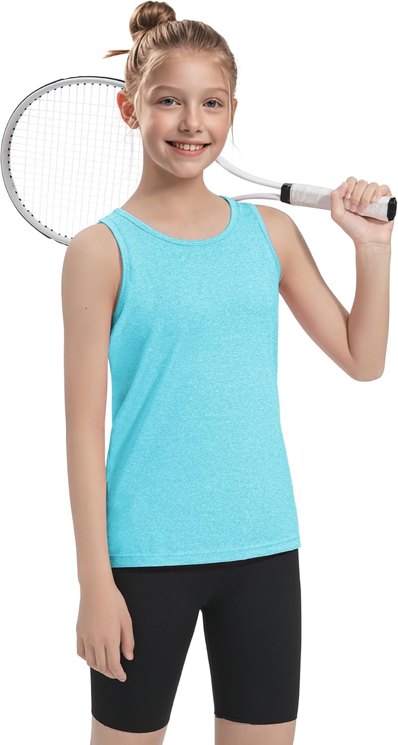 Auranso Girls Tank Tops Athletic Sleeveless Racerback Quick Dry Dance Shirts 3 Pack - Image 2