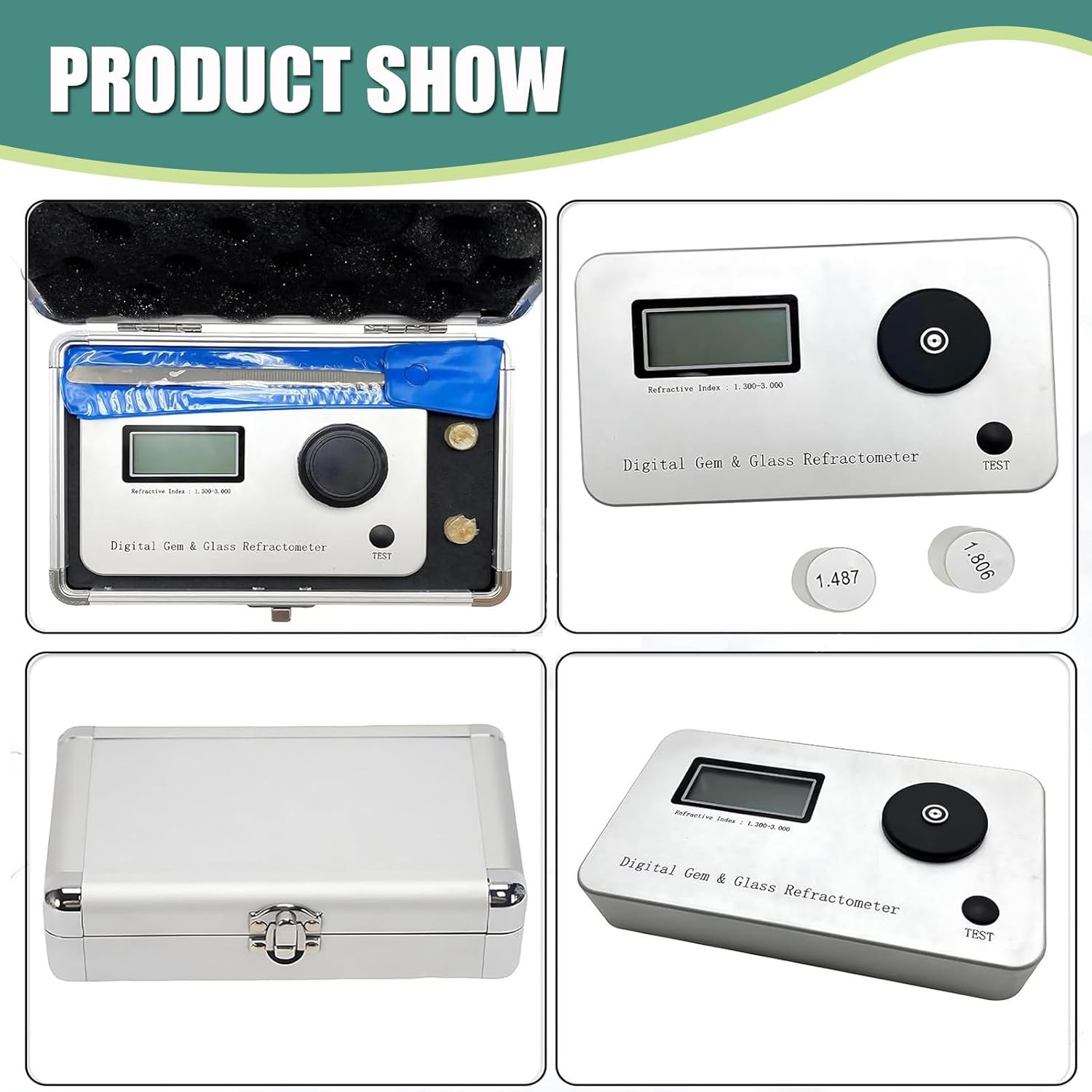 Gemstone Refractometer Tester, Digital Jewelry Tool for Authenticity, Measures Refractive Index 1.300-3.000, Error ±0.005, for Gold, Silver & Diamonds
