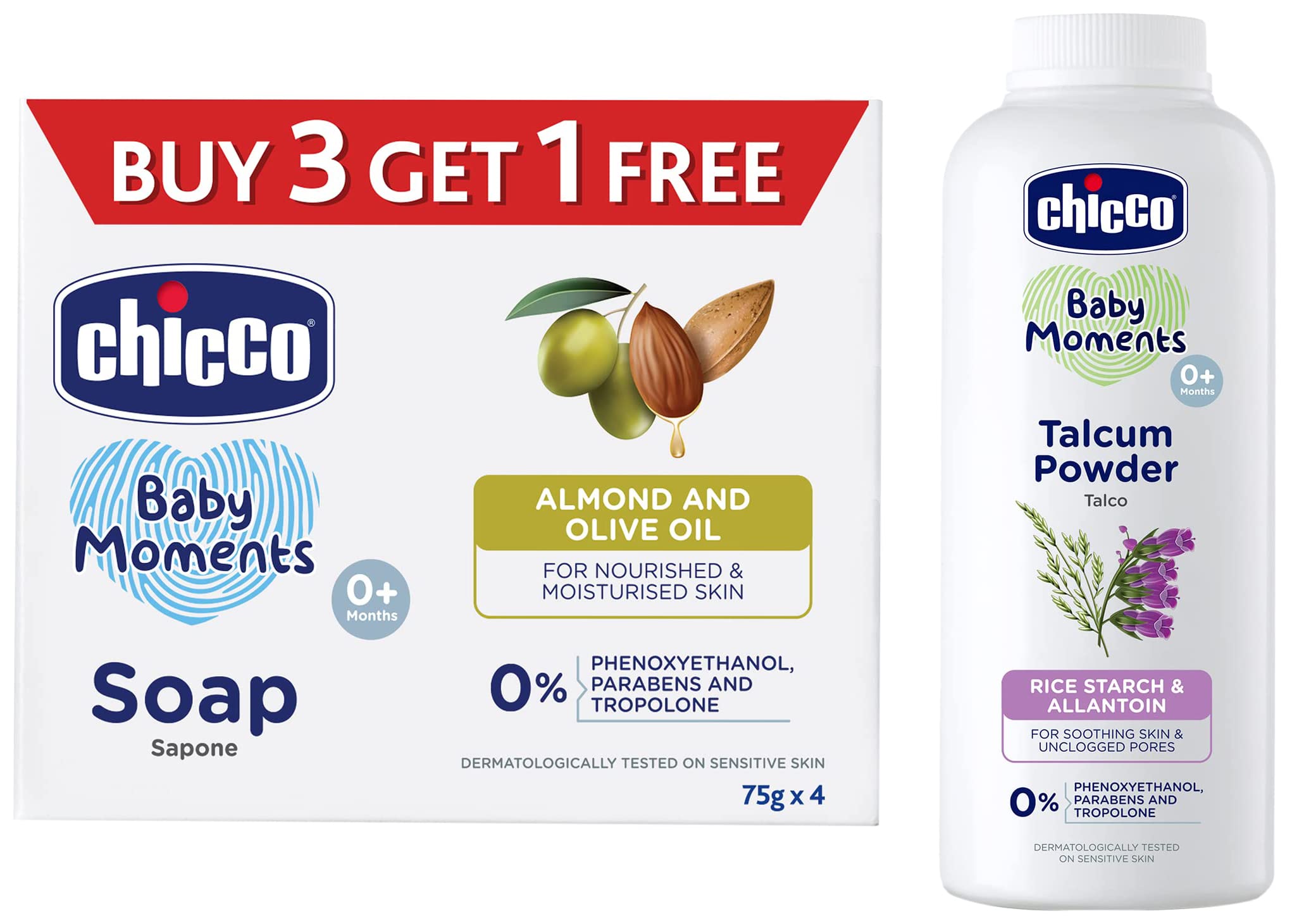 Chicco Soap 75G Pack Of 4 With Chicco Talcum Powder 300G-image-16