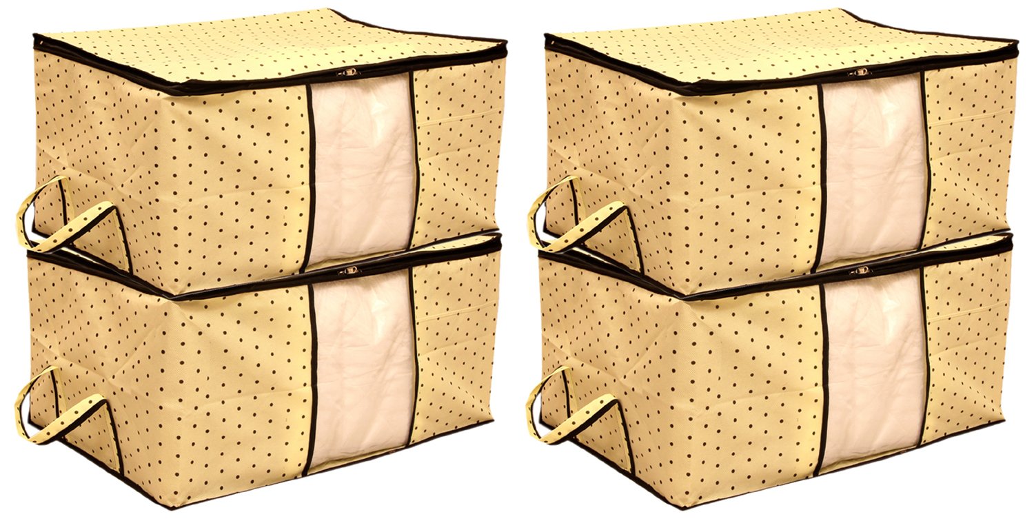 Kuber Industries 4 Piece Non Woven Underbed Storage Organiser Set, Extra Large, Cream (CTSN061)-image-38