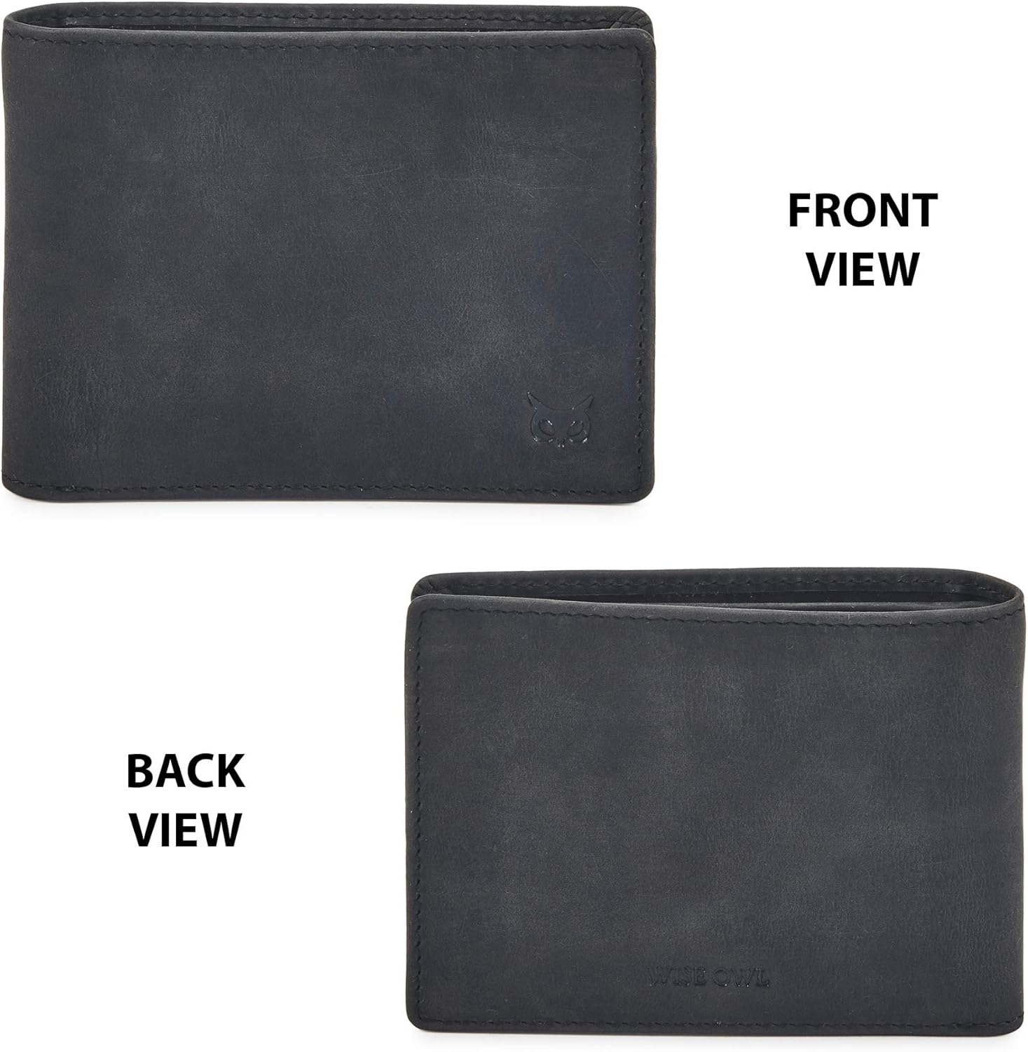 Real Leather Mens Bifold Wallet RFID Blocking Slim Minimalist Front Pocket - Thin & Stylish with ID Window in Gift Box (Crazy Horse, Black) - Image 4