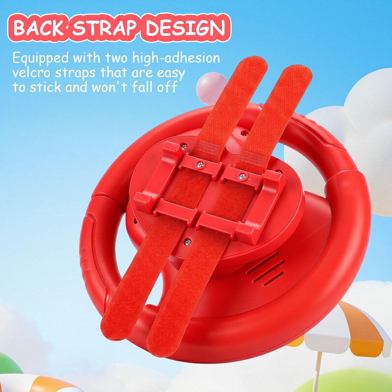 Kids Steering Wheel Toy for Baby Strollers,Shopping Carts,Wagons,with Music and Light,Red