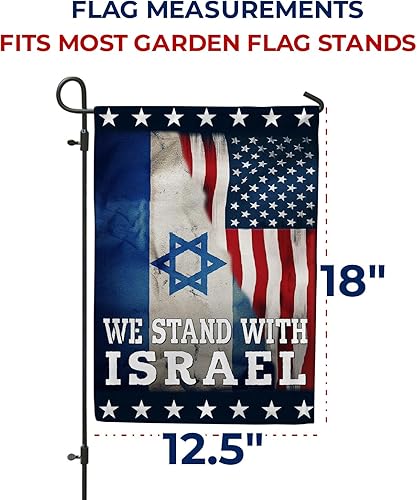 Miniatura 7 de Bandera de jardín con texto en inglés We Stand with Israel de 12.5 x 18 pulgadas, bandera de doble cara para Israel, América e Israel, bandera de