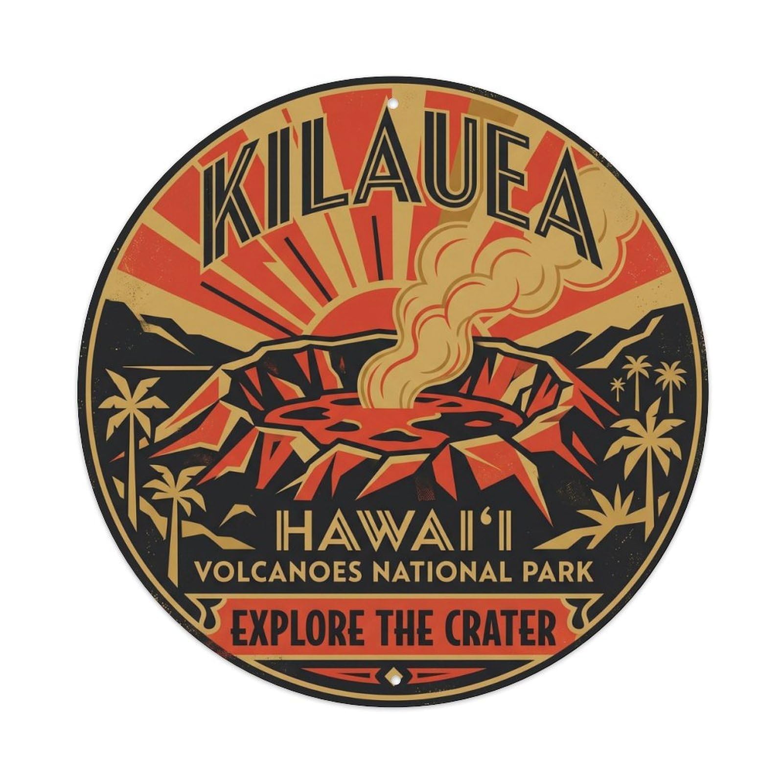 Kilauea Crater Hawaii Lava Landscape Pacific Geology Metal Tin Sign
