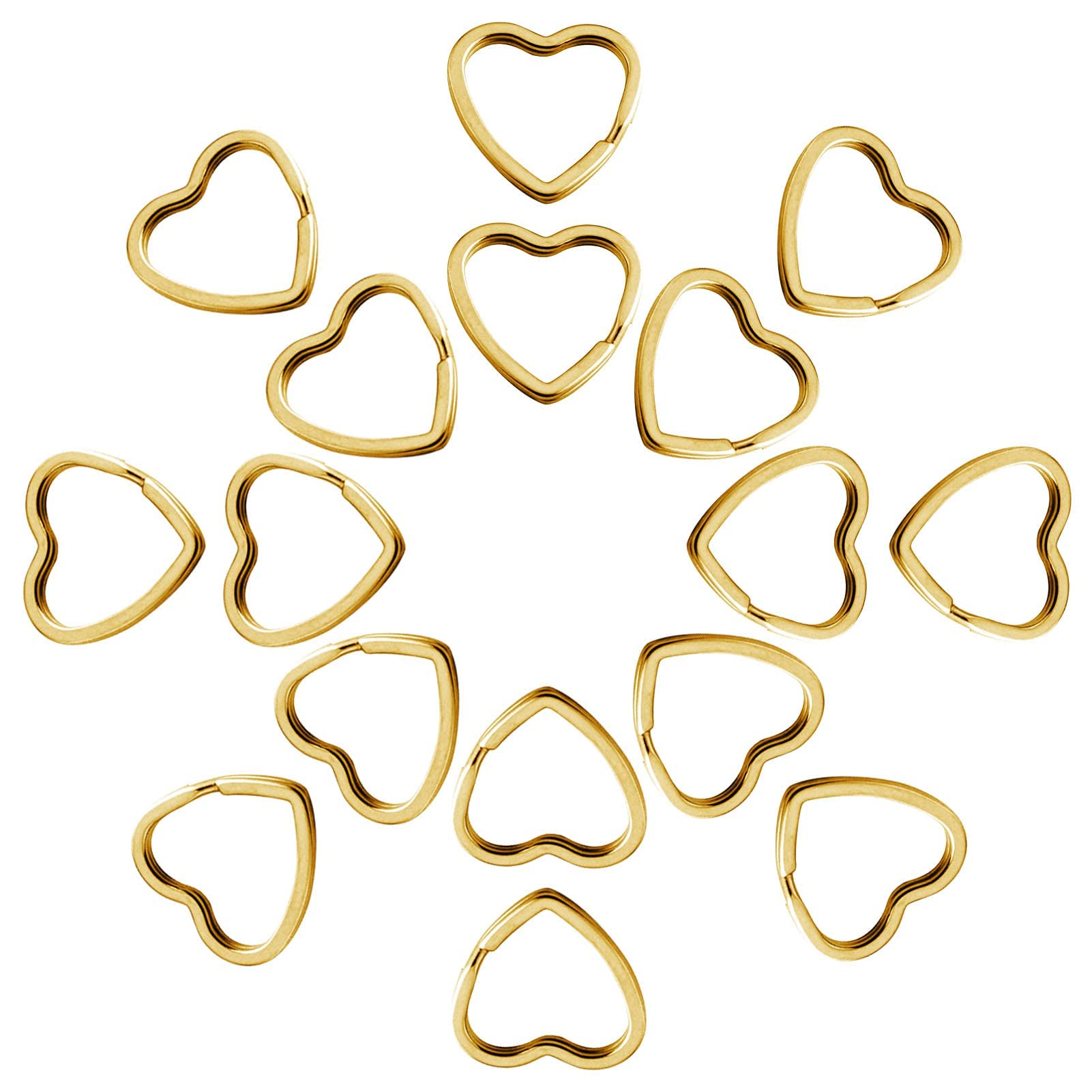 TERRIFI 50Pcs Heart Shaped Split Key Rings,Metal Key Rings Crafts DIY Keychain Bulk for Home Car Office Organization,Arts & Crafts Projects, Lanyards (Gold)