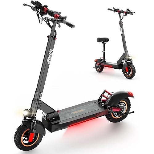 Aoniu m4 Electric Scooter for Adults with seat Fast 25-30 mph Speed Off Road Heavy Duty 300 lbs 10 inch Foldable e Scooter Mobility Folding Bike for Girls Men Teens 31-37 Miles Long Range e Scooters