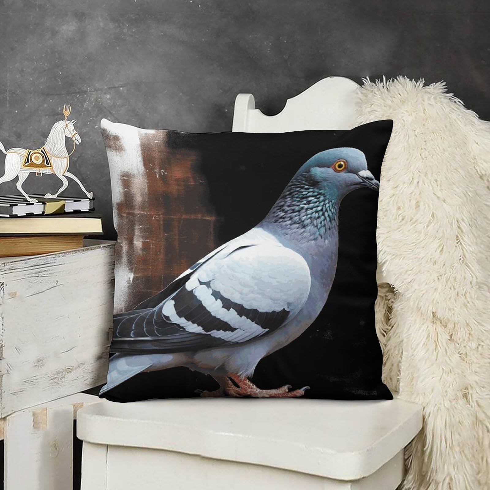FodPand Boho Farmhouse Pigeon Pillow Covers with Hidden Zipper 24x24 Soft Plush Cushion Cover Decorative Throw Pillow Cases for Couch Bed Sofa Living Room Indoor Outdoor Home Decor