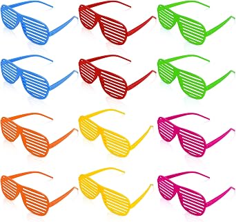 Ainiv Neon Color Shutter Shadeds Glasses, Novelty 80s 90s Funny Party Glasses Festival Outfits Accessories
