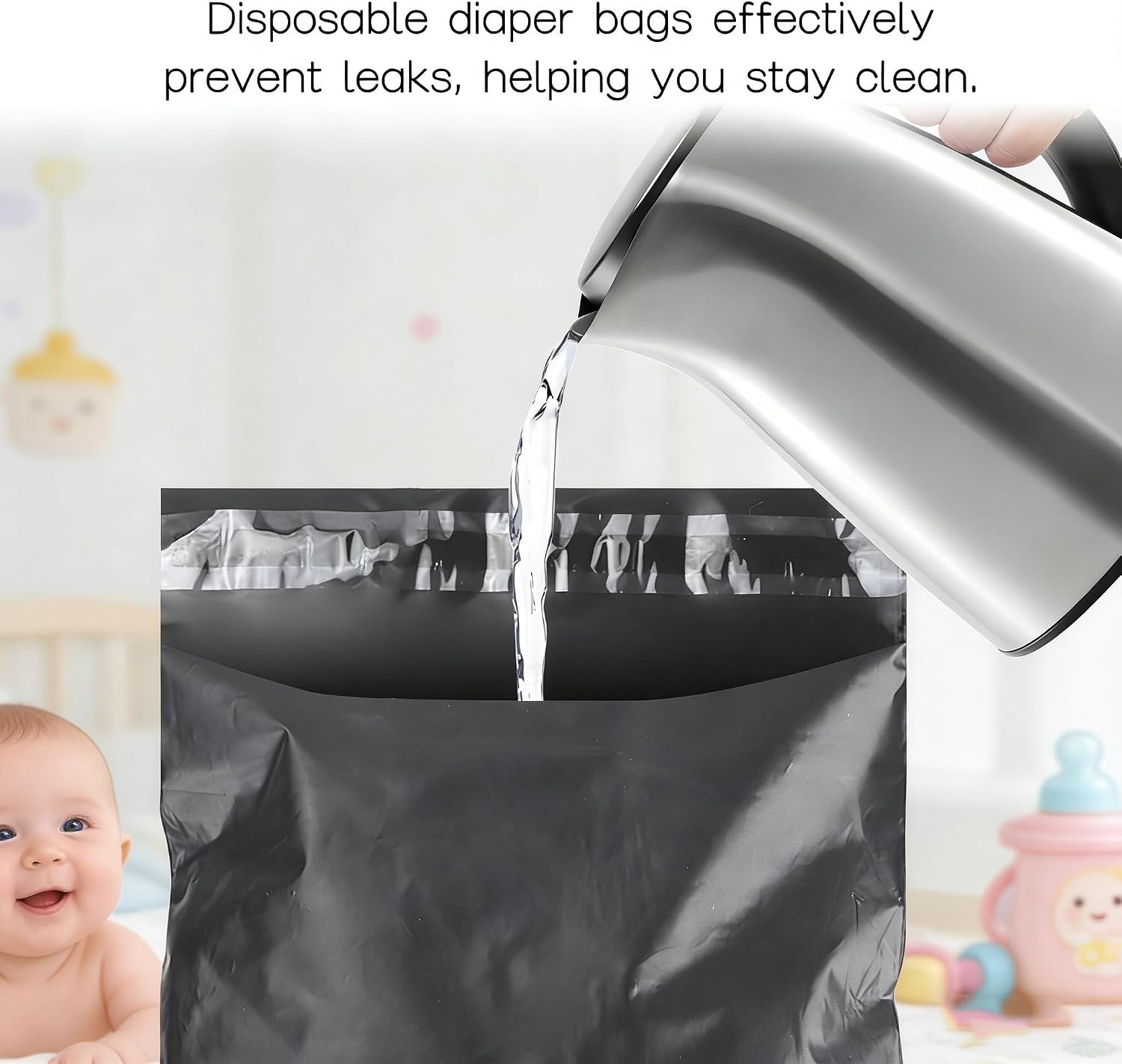 Diaper Bags Disposable Small Diaper Plastic Bags Disposable for Nursing Room Stroller Nursery Travel Camping (100)